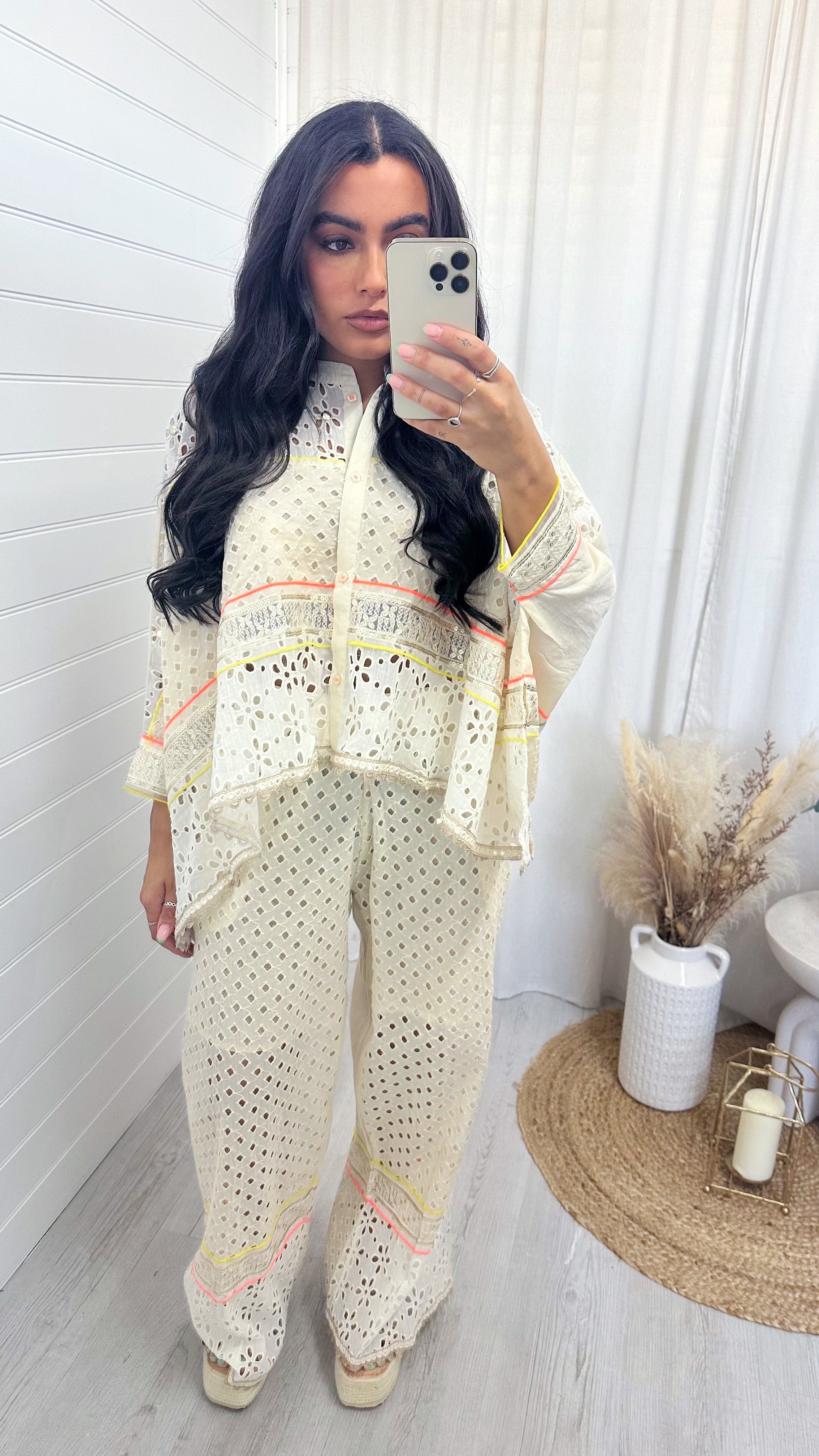 Embroidery Anglaise Boho Top and Trousers Co-Ord