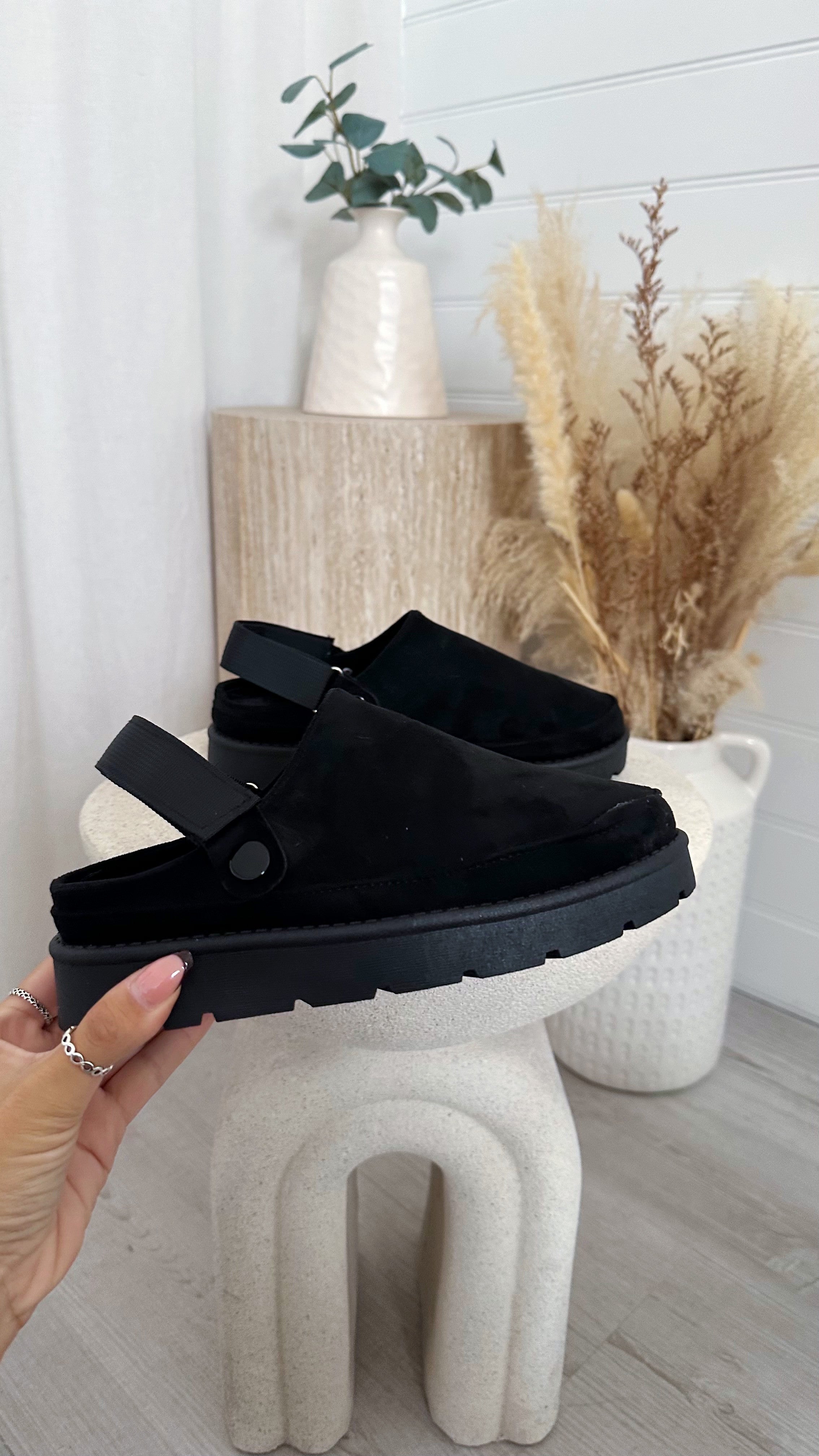 Mule Platform Slippers - BLACK