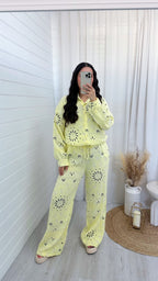Paisley Cheesecloth Shirt and Trousers Co-Ord - YELLOW
