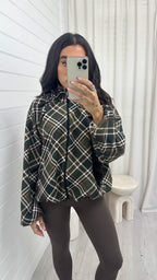 Large Check Print Bomber Jacket - KHAKI