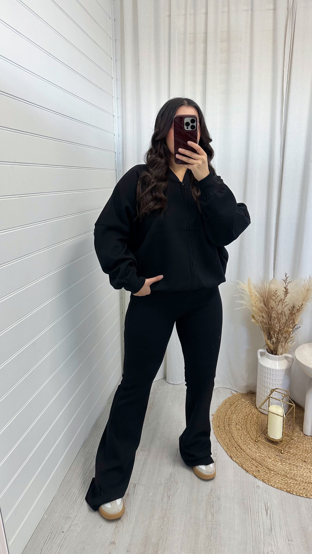 Bomber Jacket and Flare Joggers Co-Ord - BLACK