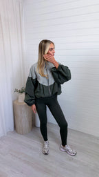 Gingham Puff Ball Jacket - KHAKI