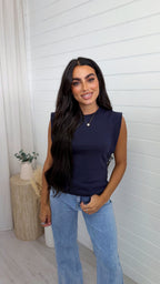 Cap Sleeve Soft Cotton T-Shirt - NAVY