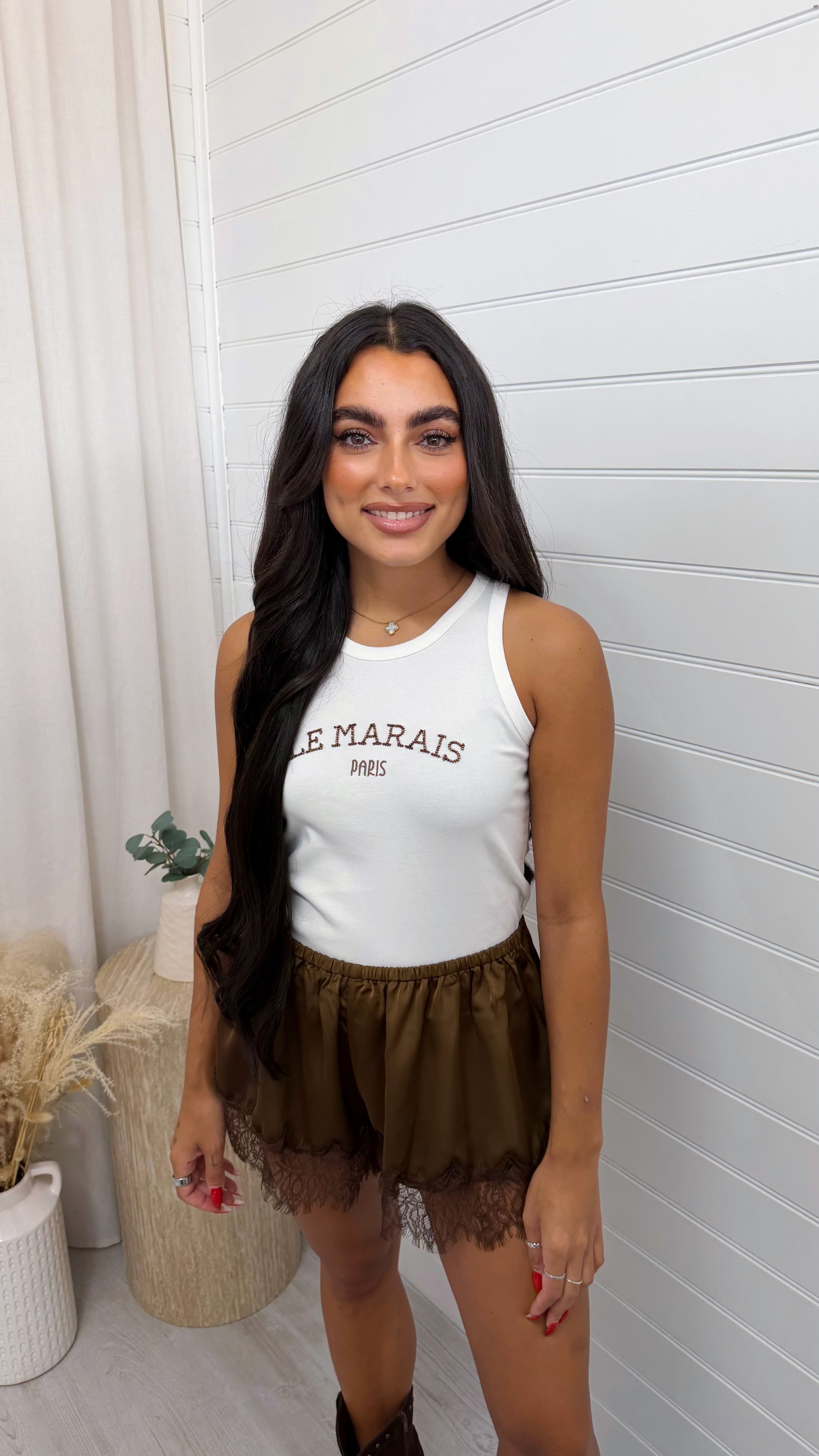 Le Marais Beaded Vest Top - WHITE