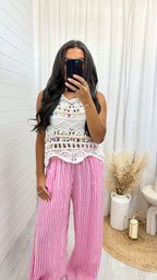 Sequin Trim Crochet Vest Top - WHITE