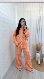 Paisley Cheesecloth Shirt and Trousers Co-Ord - ORANGE