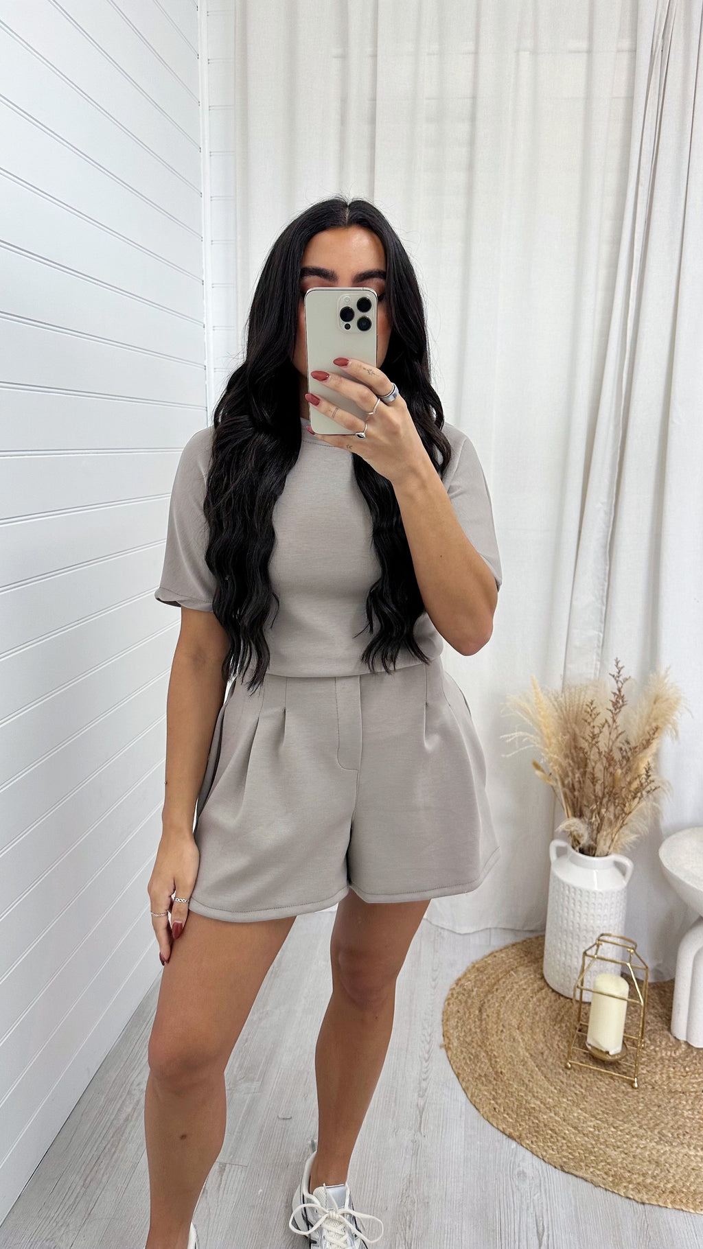 Basic Jersey T-Shirt and Shorts Co-Ord - MOCHA