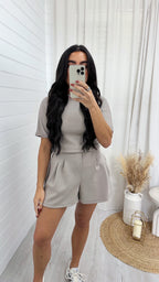 Basic Jersey T-Shirt and Shorts Co-Ord - MOCHA