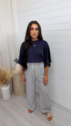 Box Sleeve Soft Cotton T-Shirt - NAVY