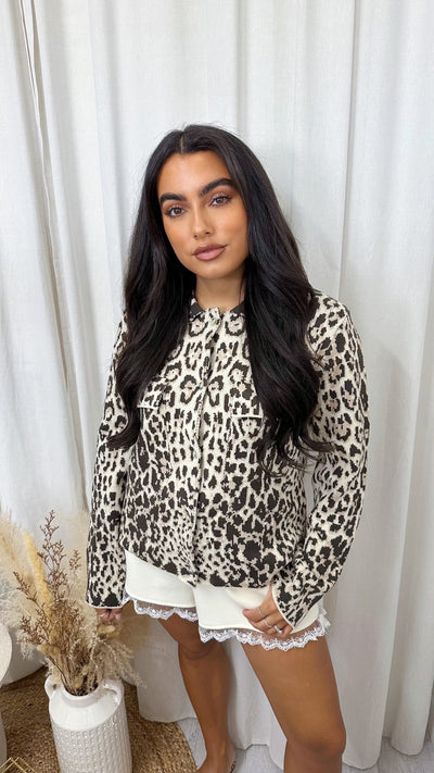 Fine Knitted Leopard Print Cardigan