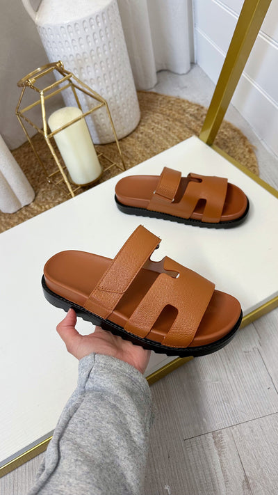 PU Inspired Chunky Sole Sandals - TAN