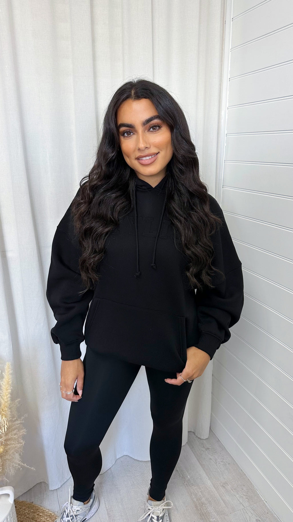 Embossed Stylist Oversized Hoodie - BLACK