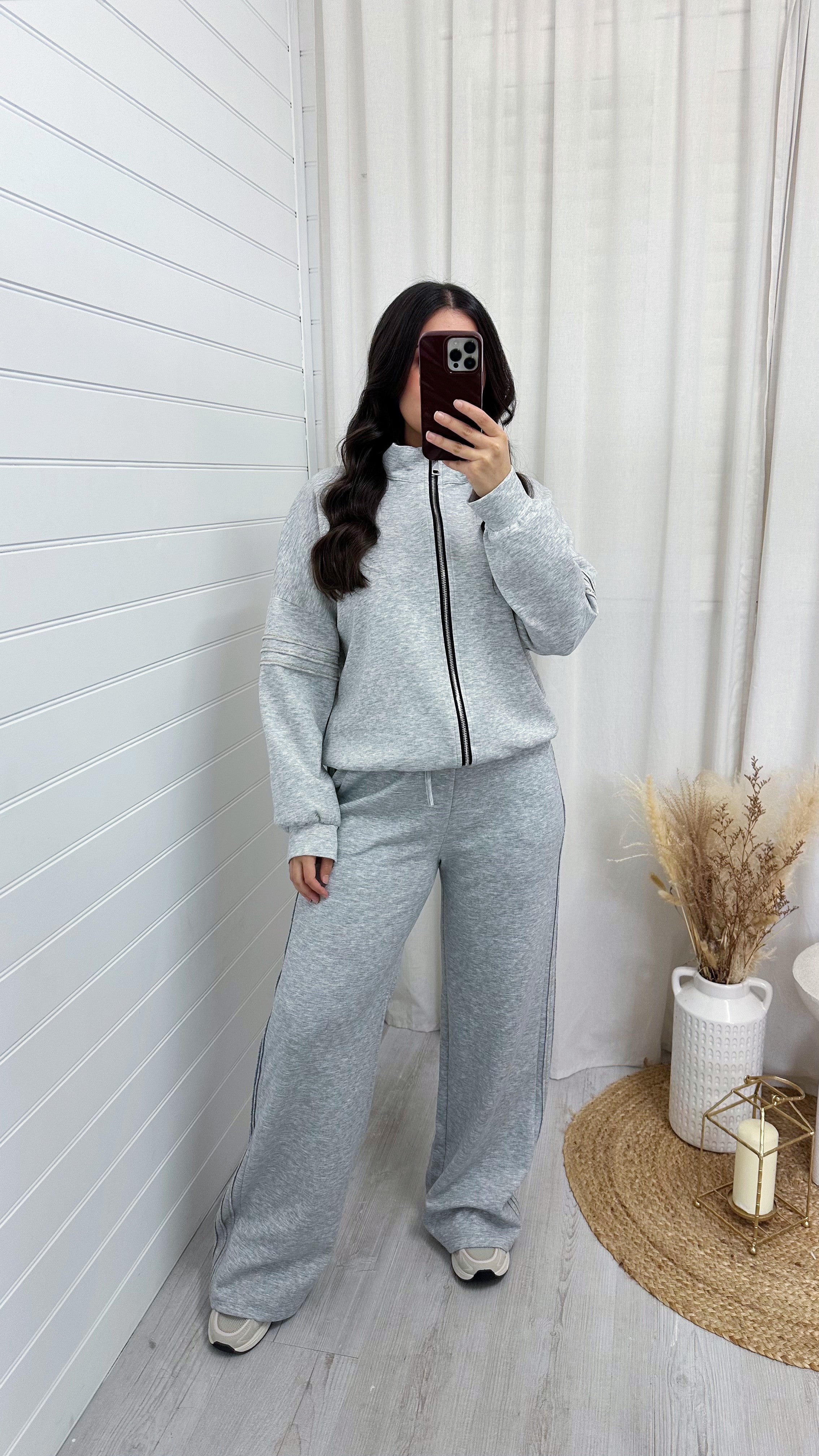 Gold Embroidered Bomber Jacket and Joggers Tracksuit - GREY