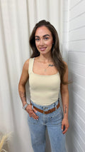 Basic Square Neck Vest Top - BEIGE