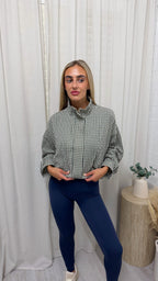 Lightweight Check Bomber Jacket - CREAM/BLACK