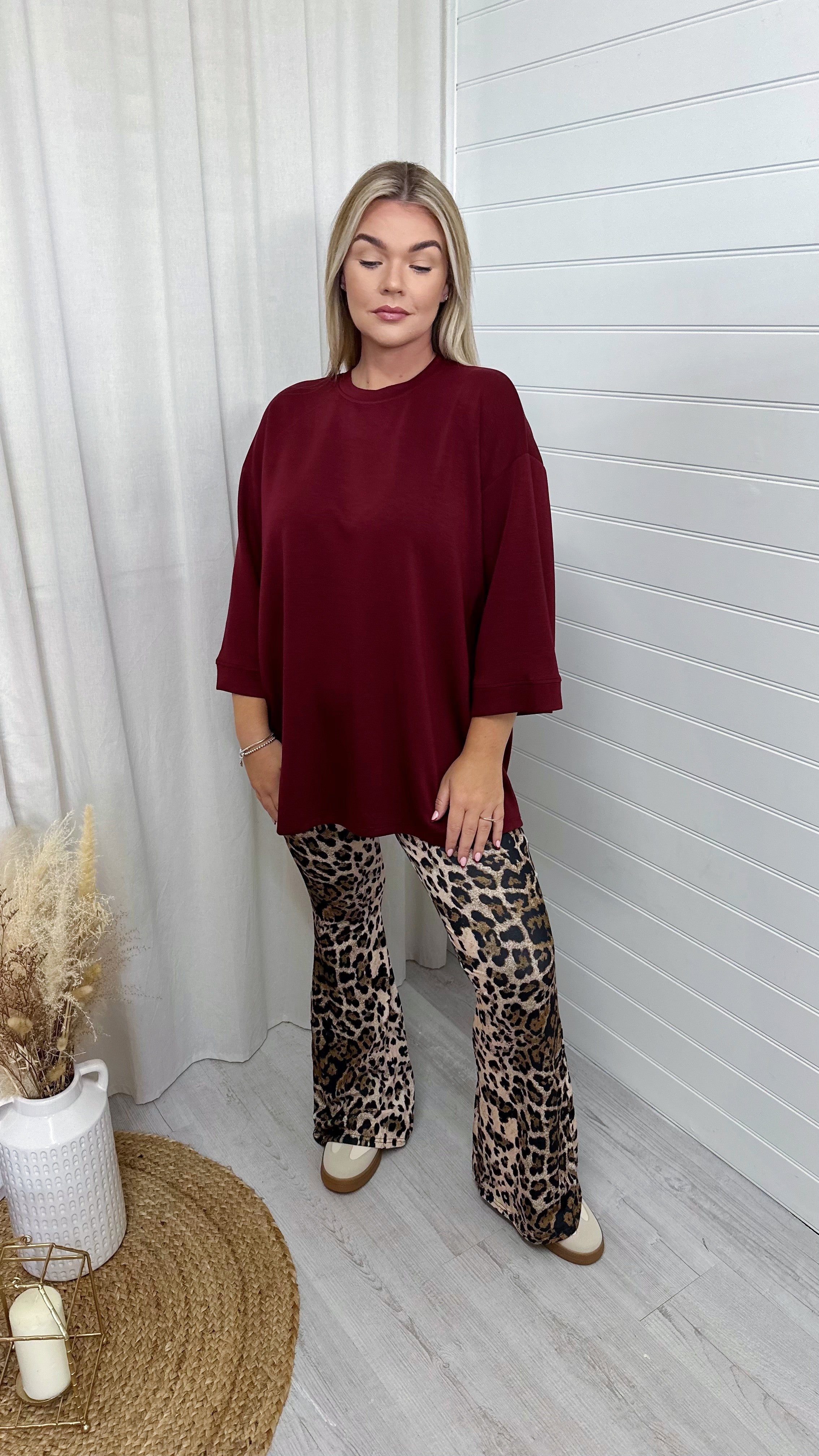 Drop Sleeve Oversized T-Shirt - WINE