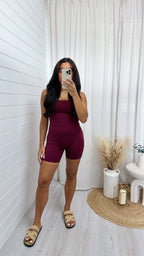 Bralette and Cycling Shorts Active Co-Ord - WINE