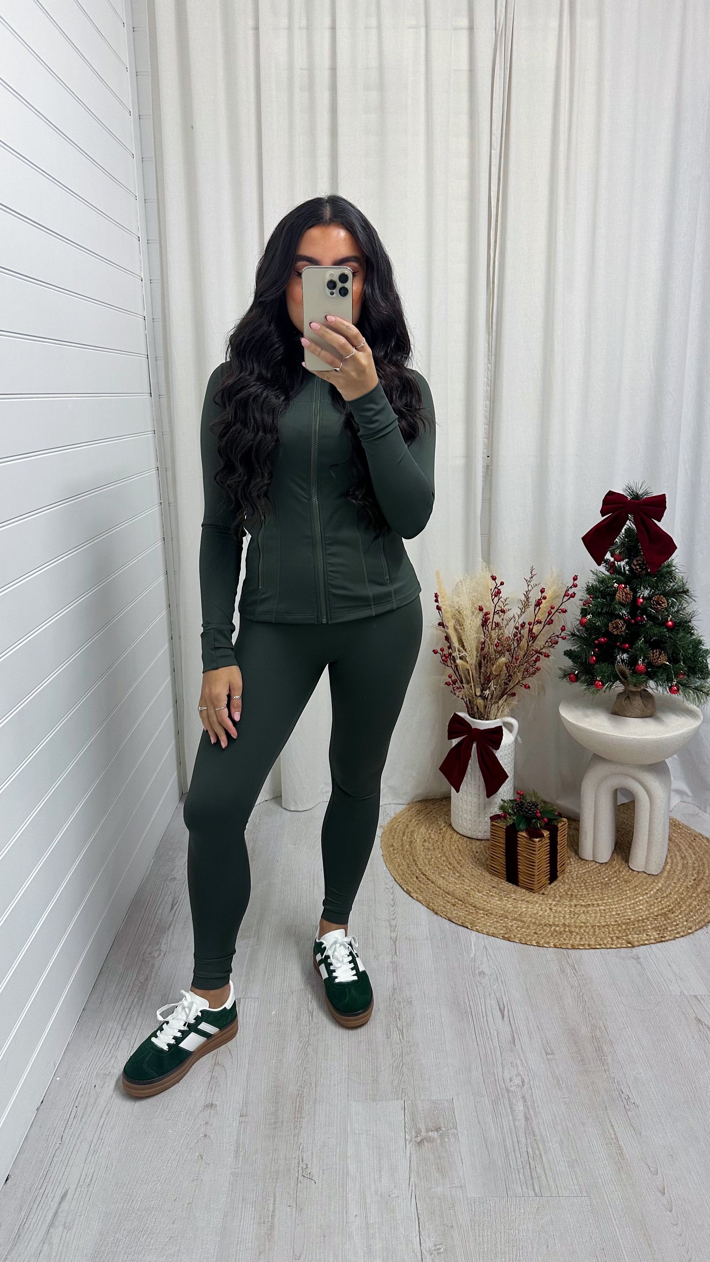 Body Sculpt Jacket and Leggings Gym Co-Ord - KHAKI