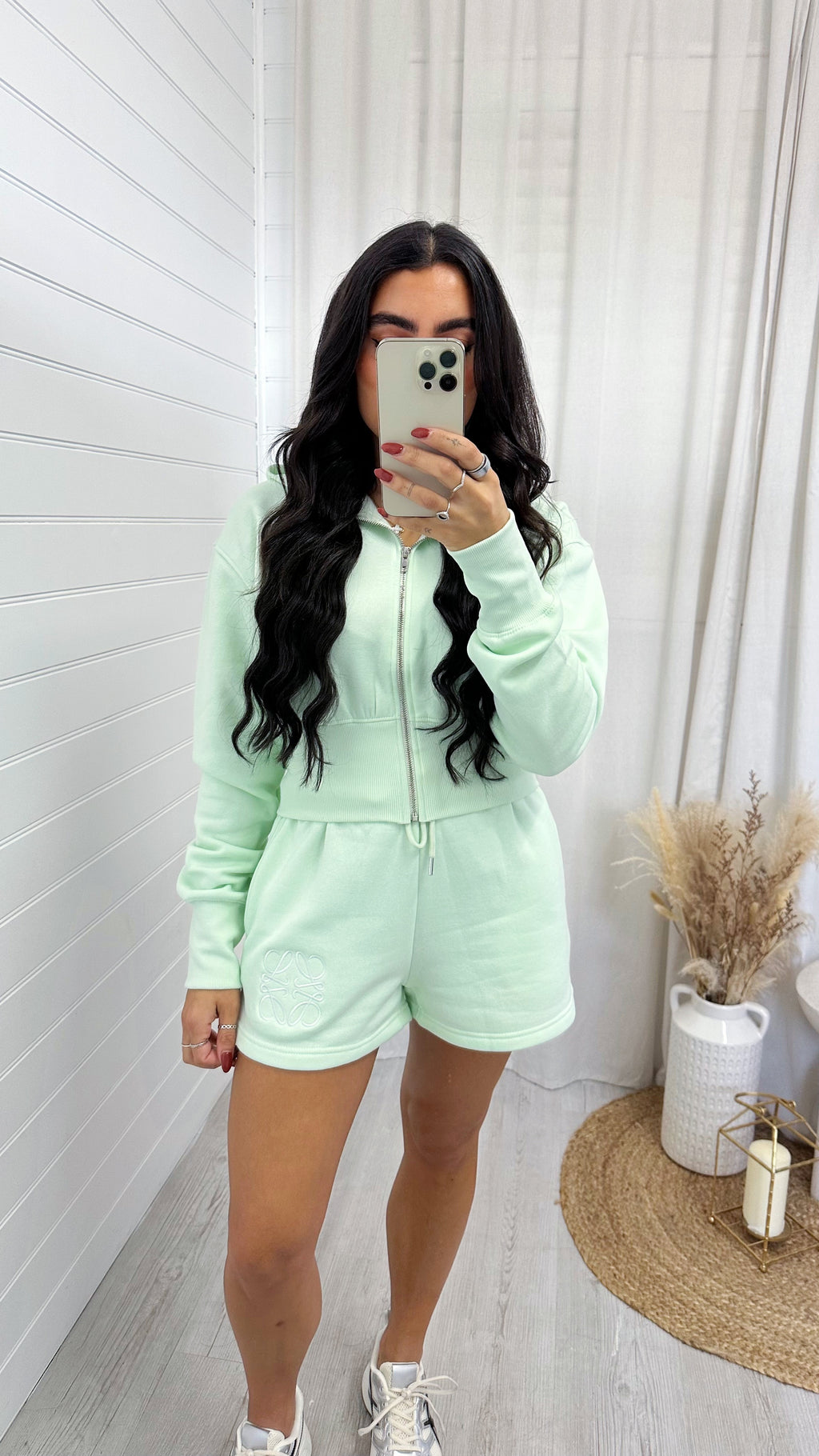 Swirl Monogram Crop Jacket and Shorts Co-Ord - MINT