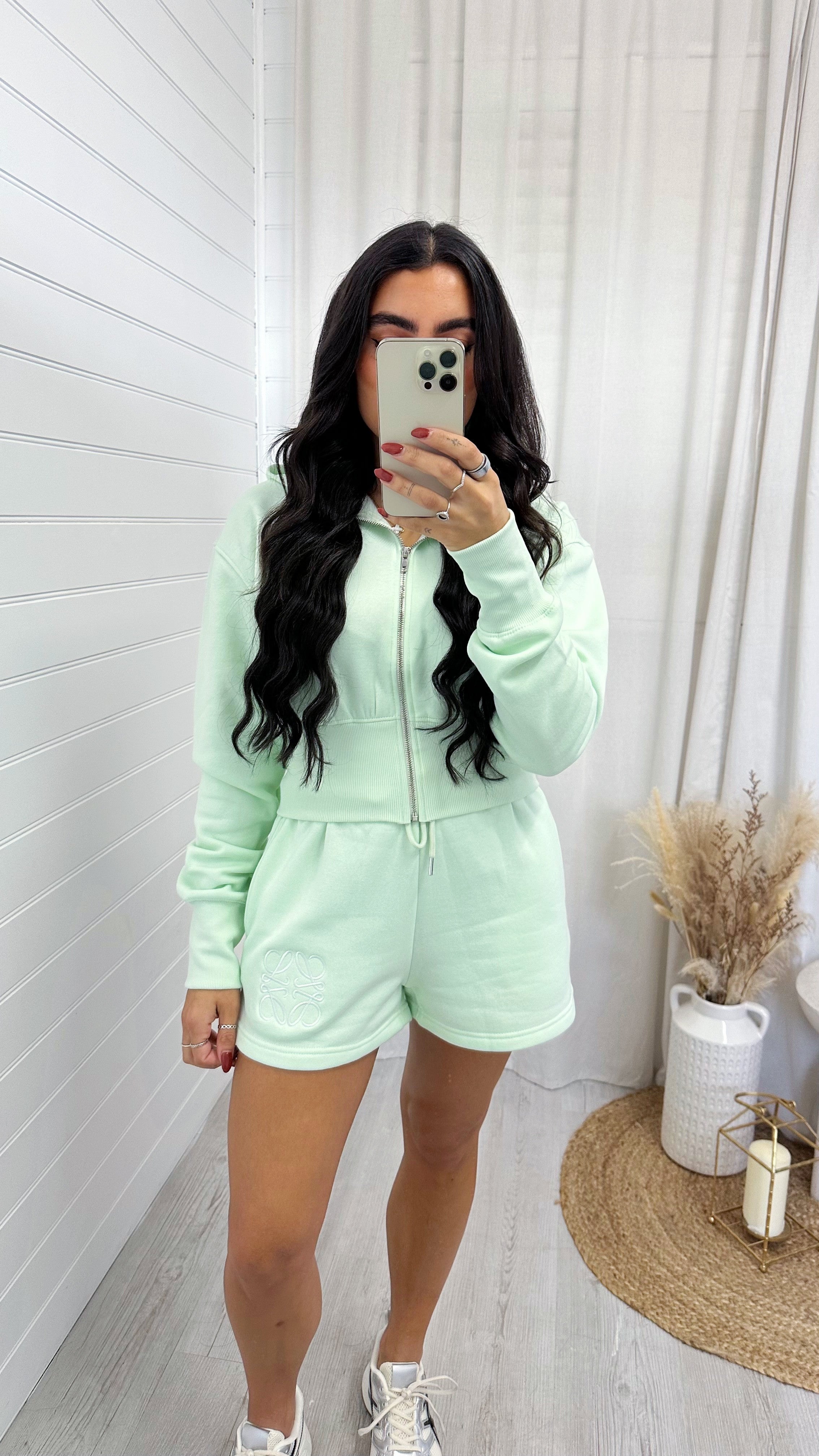 Swirl Monogram Crop Jacket and Shorts Co-Ord - MINT