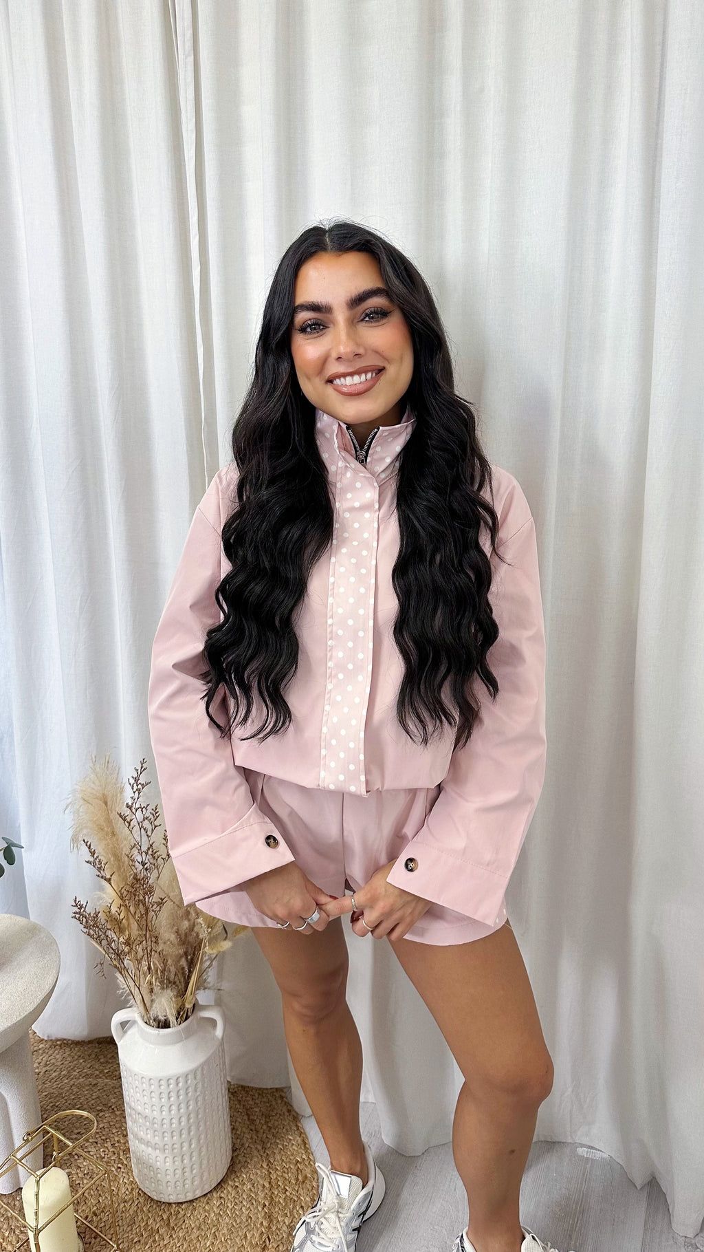 Polka Dot Windbreaker Co-Ord - PINK