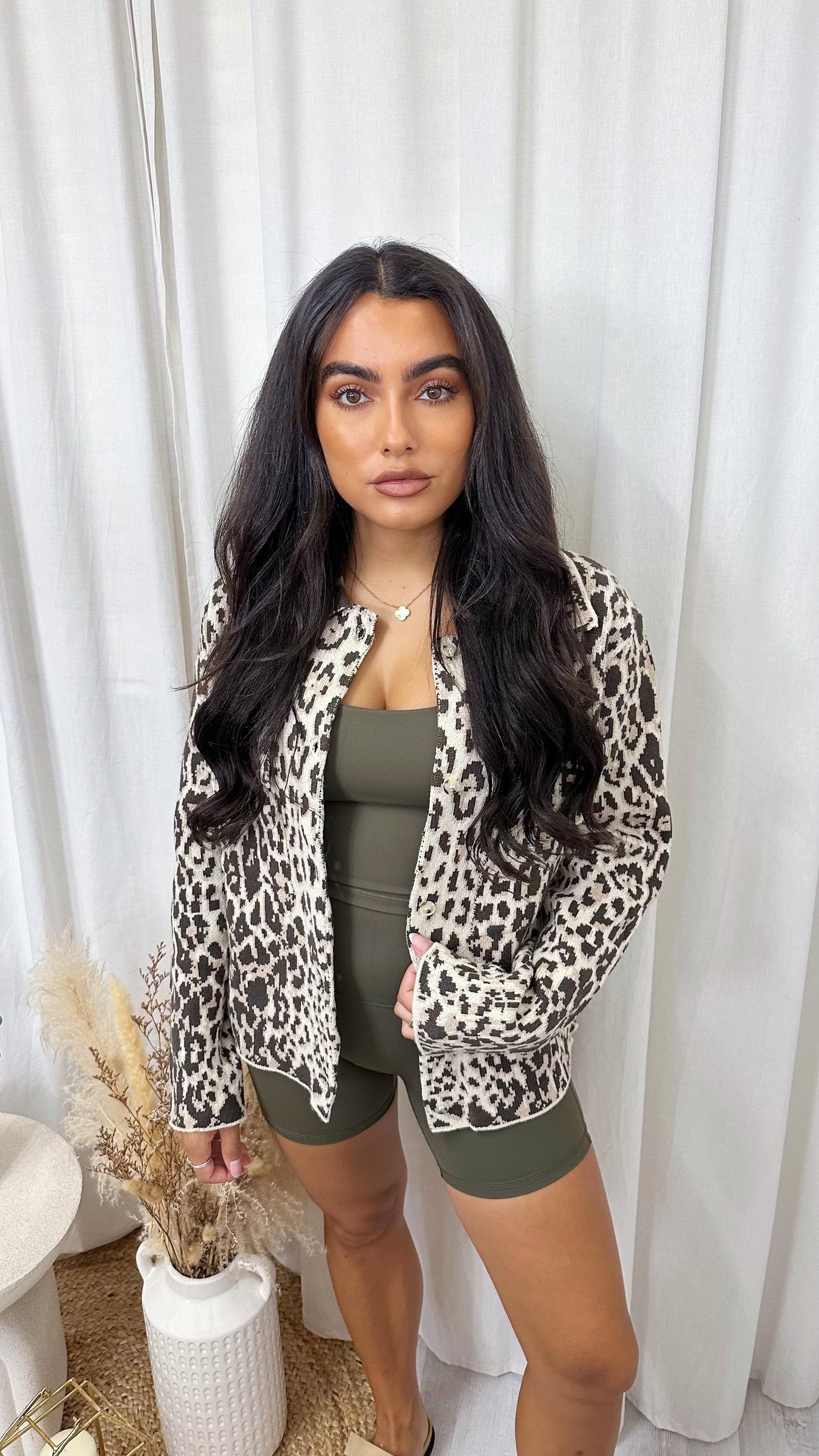 Fine Knitted Leopard Print Cardigan