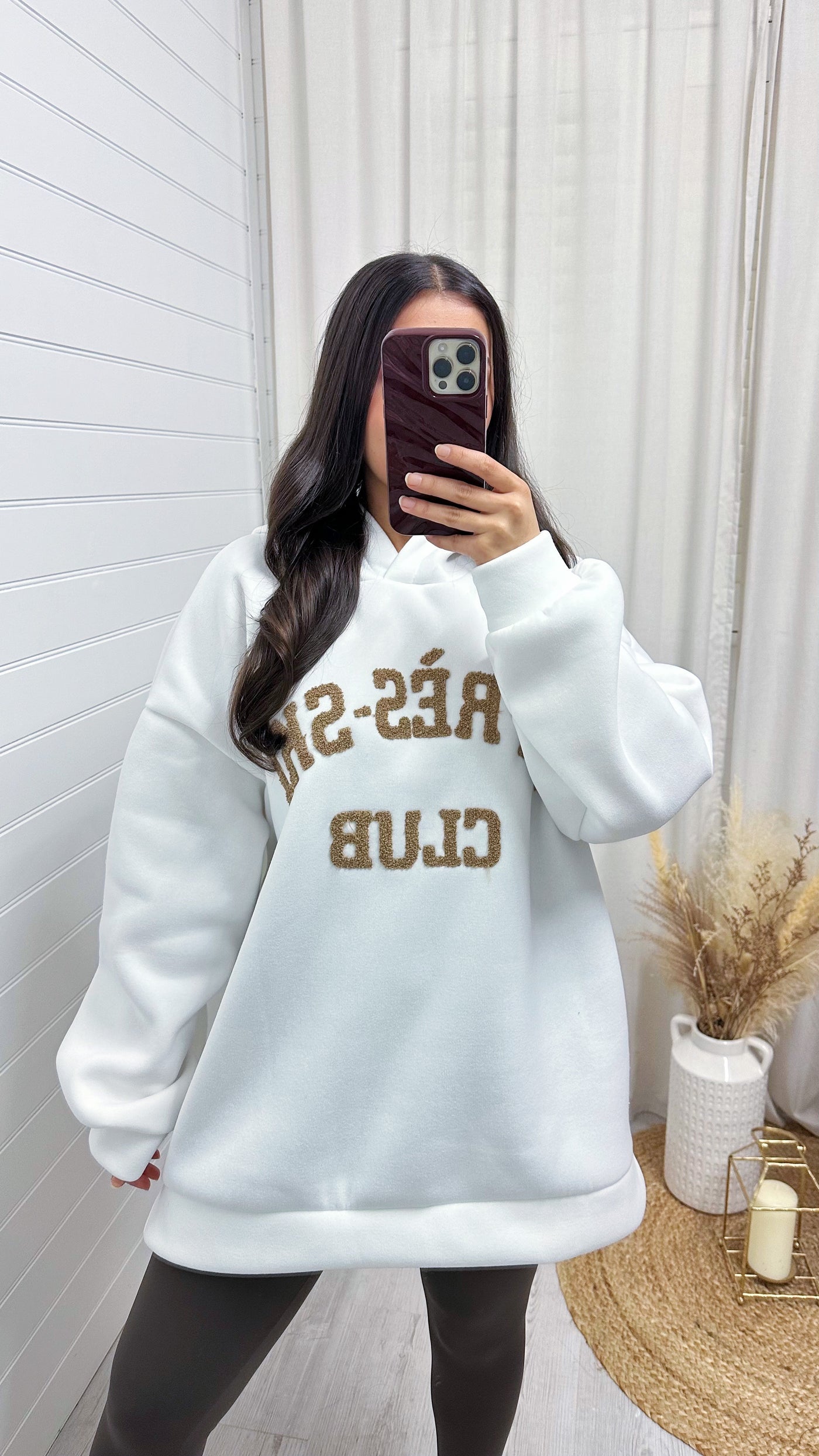 Ski Club Oversized Hoodie - WHITE