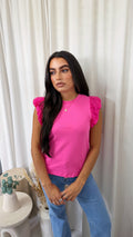 Tulle Sleeve Vest Top - PINK