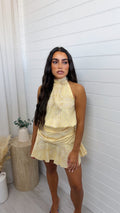 Bandana Print Halter Neck Top and Skirt Co-Ord - LEMON