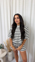 Stripey Cotton Crop Top and Shorts Co-Ord - WHITE