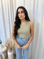 Soft Ribbed Vest Top - SAGE