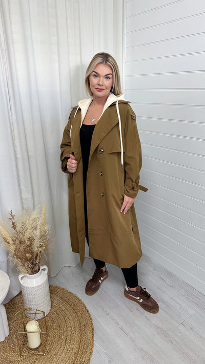 Premium Hooded Lightweight Mac - CAMEL
