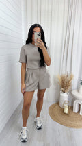 Basic Jersey T-Shirt and Shorts Co-Ord - MOCHA