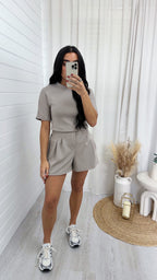 Basic Jersey T-Shirt and Shorts Co-Ord - MOCHA