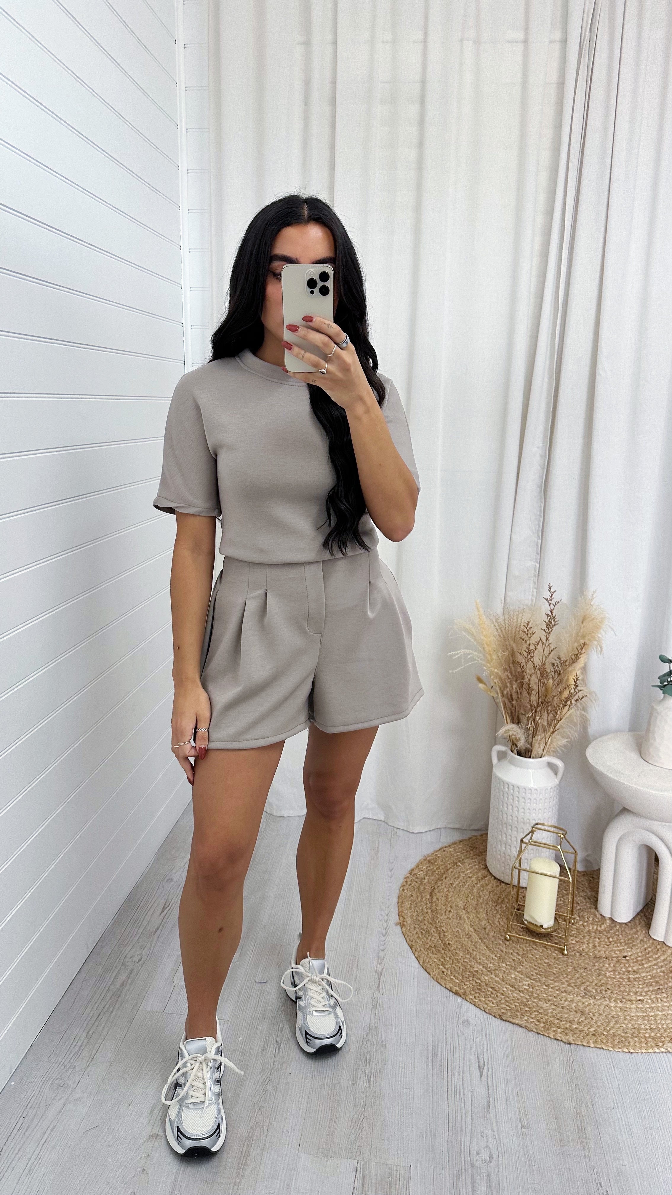 Basic Jersey T-Shirt and Shorts Co-Ord - MOCHA