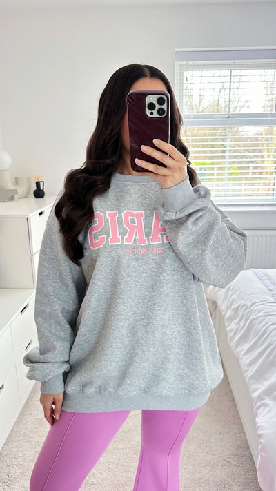 PARIS Graphic Oversized Sweatshirt - GREY