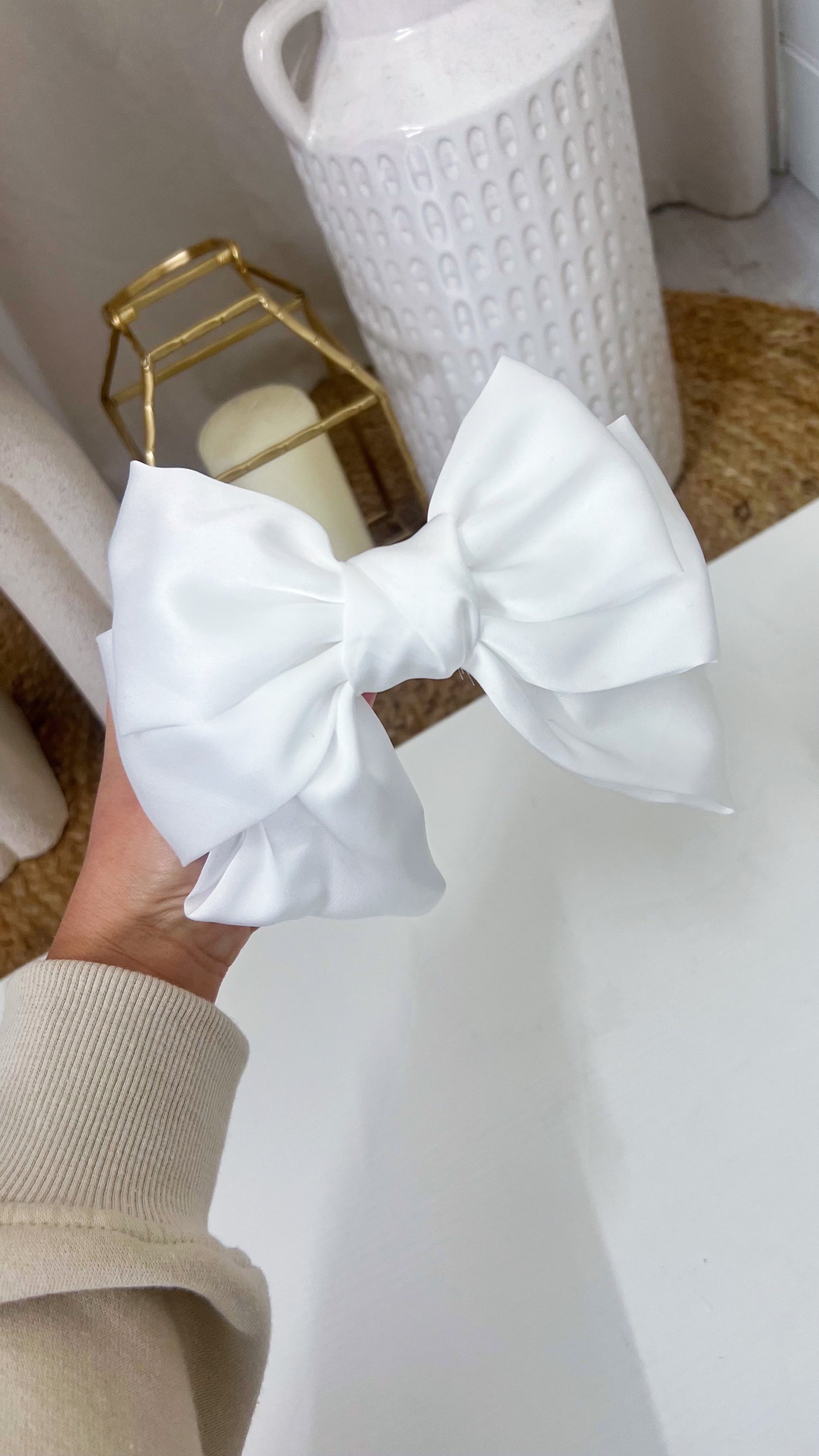 Large Hair Bow - WHITE