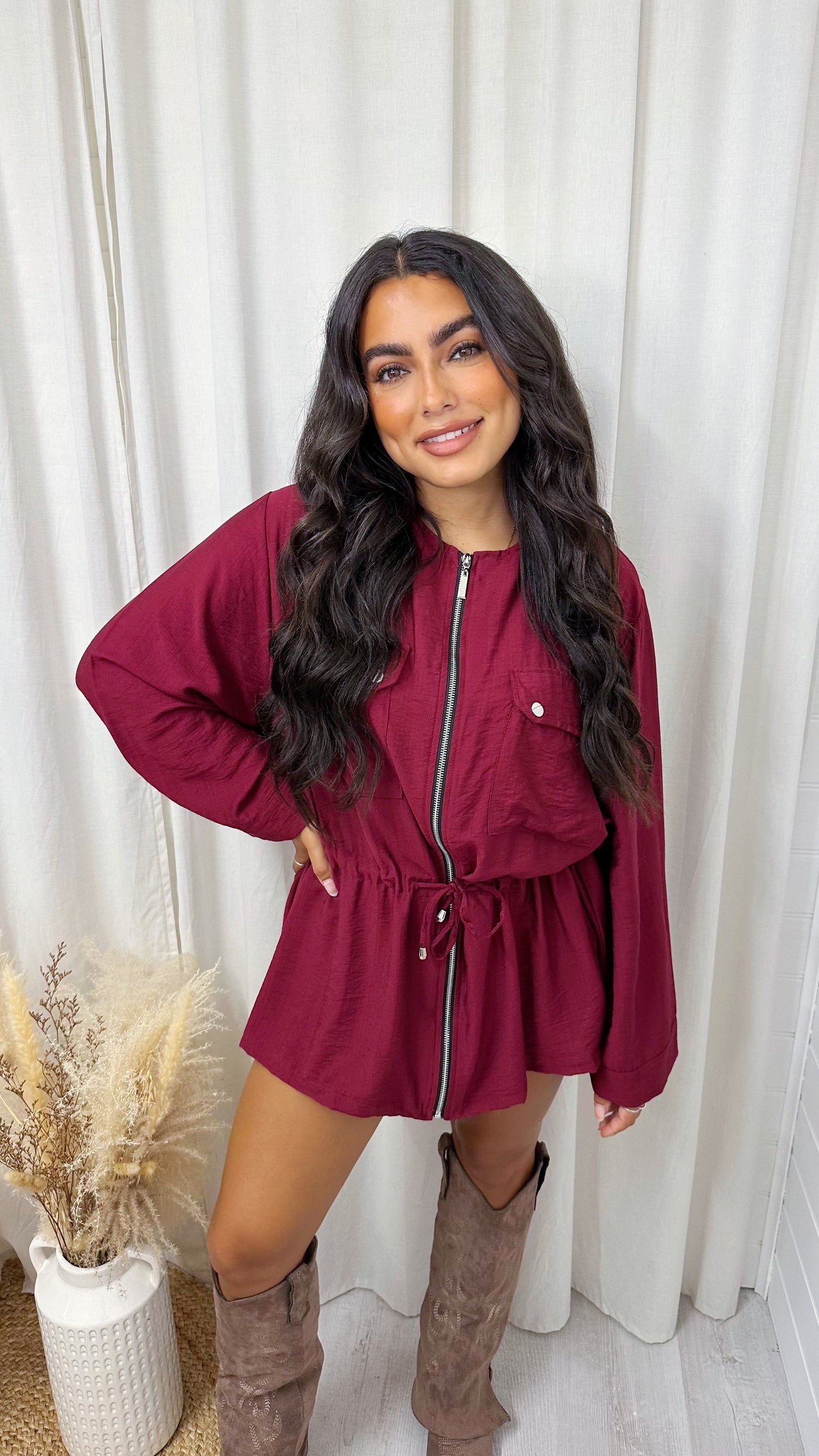 Lightweight Cargo Shacket - WINE