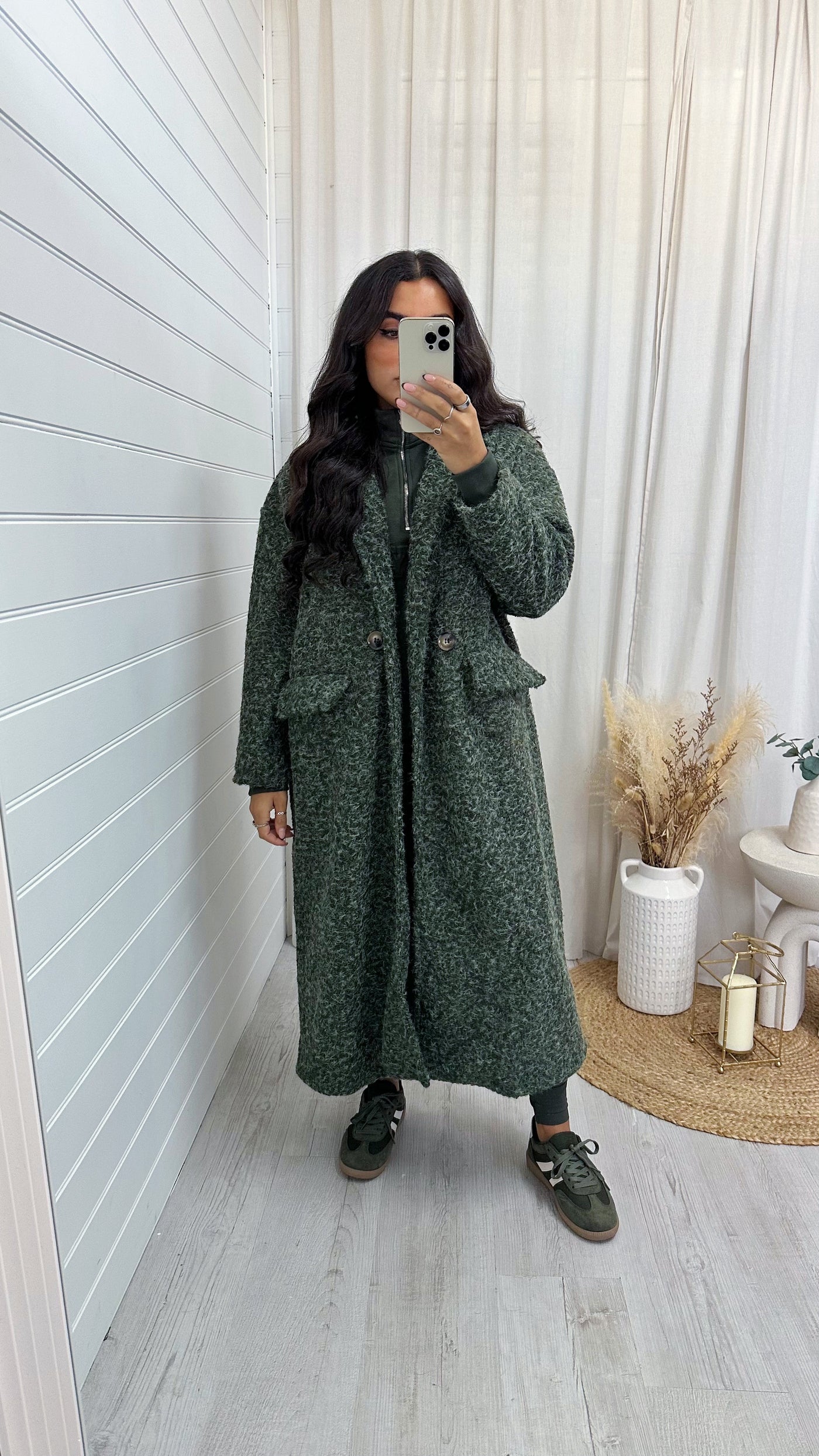 Soft Mohair Duster Coat - KHAKI