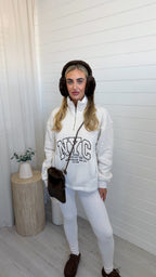 NYC Sweatshirt and Ribbed Leggings Co-Ord - OATMEAL