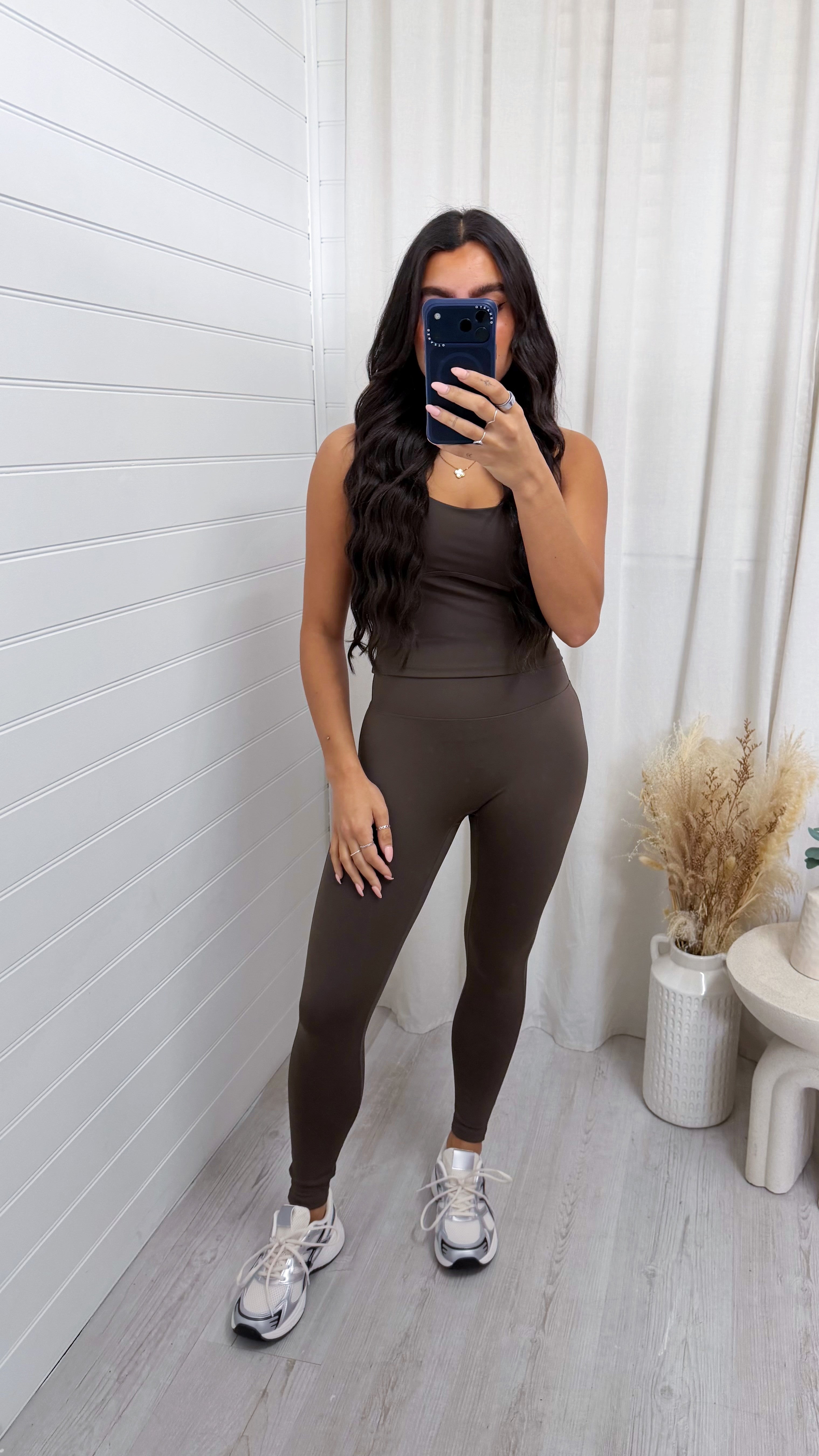 Criss Cross Bralette and Leggings Gym Co-Ord - BROWN