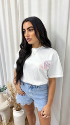 Embroided Love Heart T-Shirt - PINK
