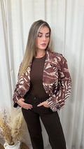 Animal Print Suede Jacket - BROWN