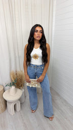 Gold Chain Front Pocket Straight Leg Jeans