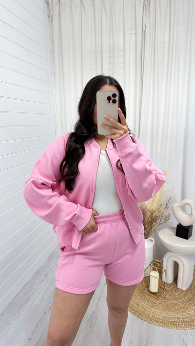 Bomber Jacket and Shorts Co-Ord - PINK