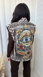 Leopard Print Metallic Eye Waistcoat