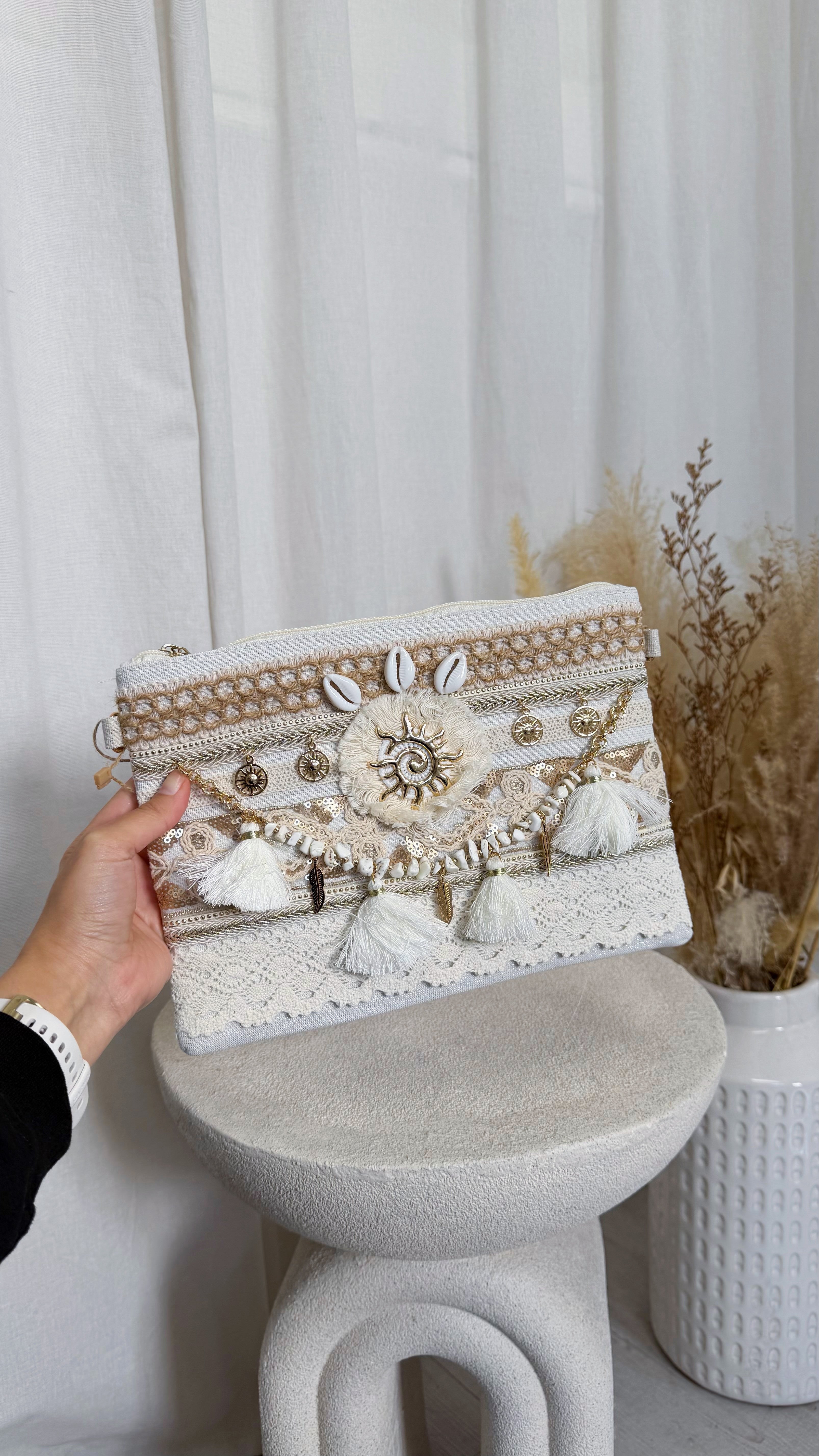 Seashell Sun Dial Boho Clutch Bag