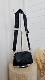 Double Zip Dome Cross Body Bag - BLACK