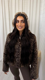 Faux Fur Deer Print Ear Muffs - LIGHT BEIGE
