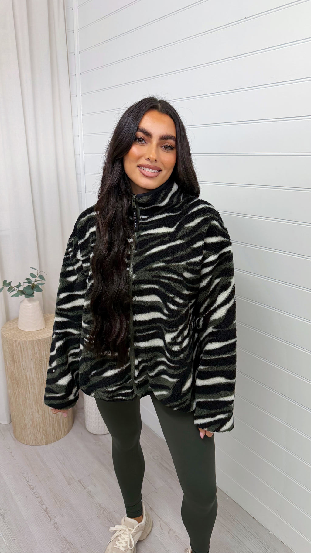 Camouflage Print Fleece Jacket - GREEN